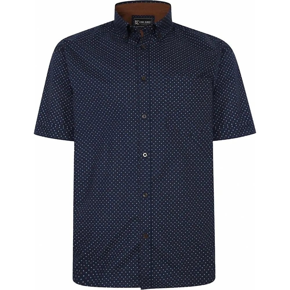 Camisa de manga corta con estampado Dobby de talla grande para hombre KAM Kam para hombre Bolsillo en el pecho Cuello abotonado