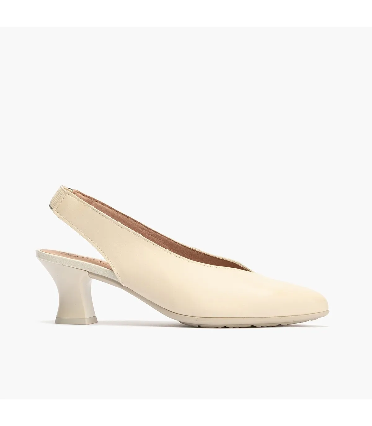 Zapatos de salón de mujer destalonado con tacón embudo CREM