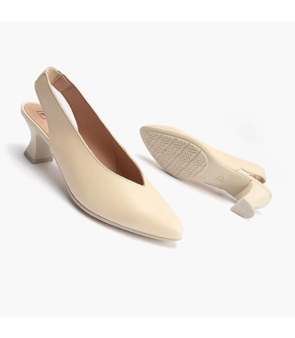 Zapatos de salón de mujer destalonado con tacón embudo CREM