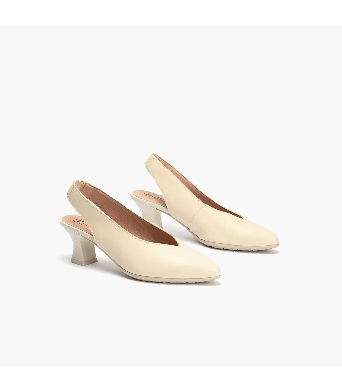 Zapatos de salón de mujer destalonado con tacón embudo CREM